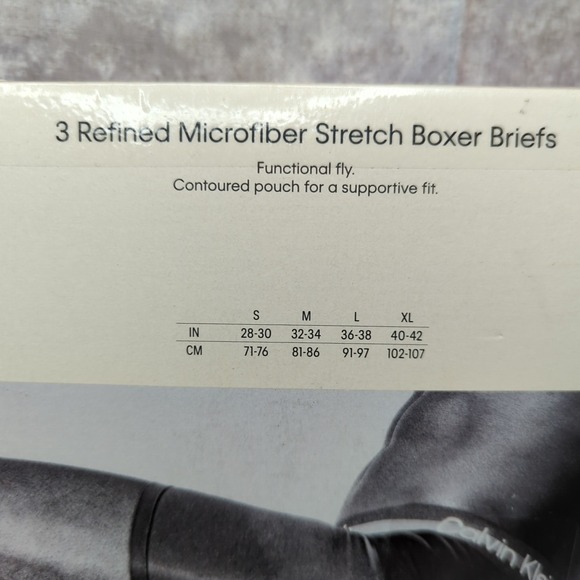 Calvin Klein Men's XL 3-Pack Refined Microfiber Stretch Boxer Briefs- Black Grey - Picture 4 of 6